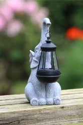 Solar Powered Decorative Stone Effect Elephant with Lantern
