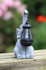 Solar Powered Decorative Stone Effect Elephant with Lantern