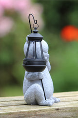 Solar Powered Decorative Stone Effect Frog with Lantern