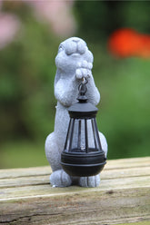 Solar Powered Decorative Stone Effect Rabbit with Lantern