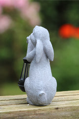 Solar Powered Decorative Stone Effect Rabbit with Lantern