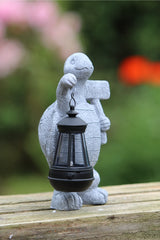Solar Powered Decorative Stone Effect Tortoise with Lantern