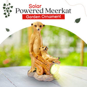 Solar Meerkat Family with Wheelbarrow Garden Ornament