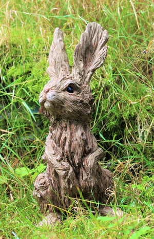 Wild Hare Garden Ornament - Wood Effect