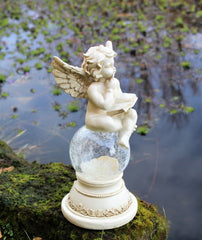 Solar Powered Sitting Cherub Ornament