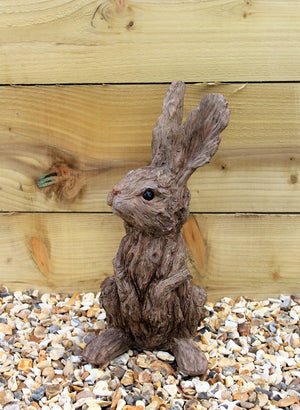 Wild Hare Garden Ornament - Wood Effect