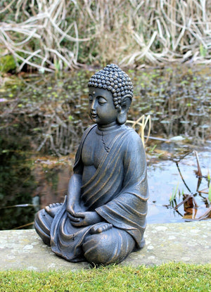 Antique Stone Effect Sitting Buddha