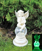 Solar Powered Sitting Cherub Ornament