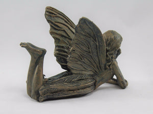Lying Fairy Sculpture - Bronze Effect