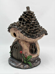 Large Solar Powered Pine Cone Fairy House