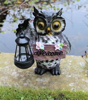 Solar Owl Garden Welcome Ornament