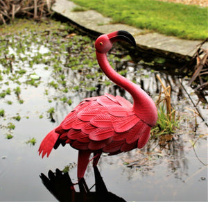 Metal Pink Garden Flamingo Ornament - Free standing 100CM
