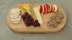 Curved Bamboo Cheese Board with Slide Out Draw & 4 Knives