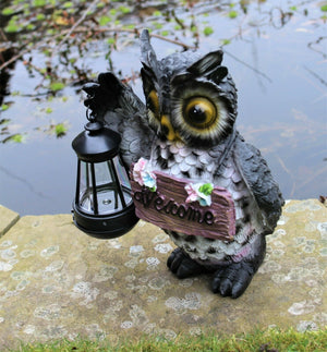 Solar Owl Garden Welcome Ornament