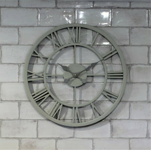 Grey Metal Skeleton Clock