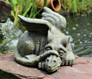 Stone Effect Sitting Dragon Ornament