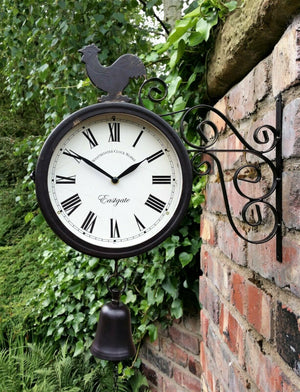 Double Sided Cockerel Garden Wall Clock