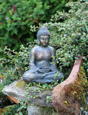 Bronze Stone Effect Sitting Buddha