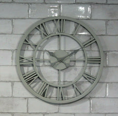 Grey Metal Skeleton Clock