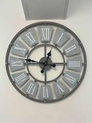 Grey Metal Skeleton Clock