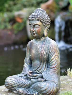 Bronze Stone Effect Sitting Buddha