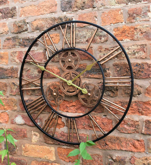 Large Skeleton Metal Open Face Garden Clock