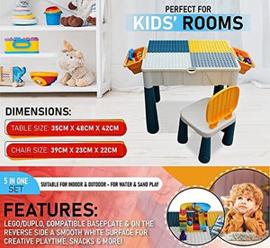 Indoor & Outdoor Kids 5-in-1 Build & Play Activity Table Set