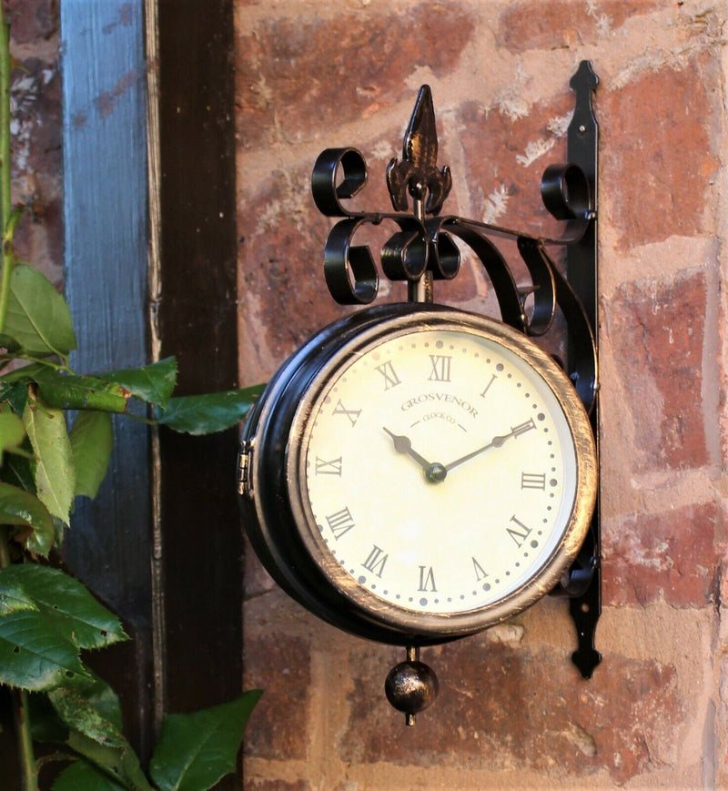 Double Sided Garden Clock and Thermometer The Home Hut