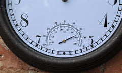 Copper Effect Garden Station Wall Clock with Thermometer