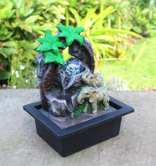 Elephant Fountain Table Top Water Feature LED Lights