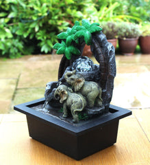 Elephant Fountain Table Top Water Feature LED Lights