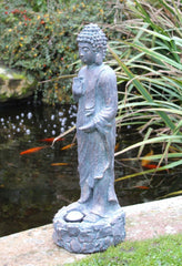 Solar Antique Copper Effect Tall Standing Buddha