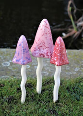 Set of 3 Ceramic Toadstools