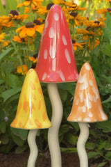 Set of 3 Ceramic Toadstools