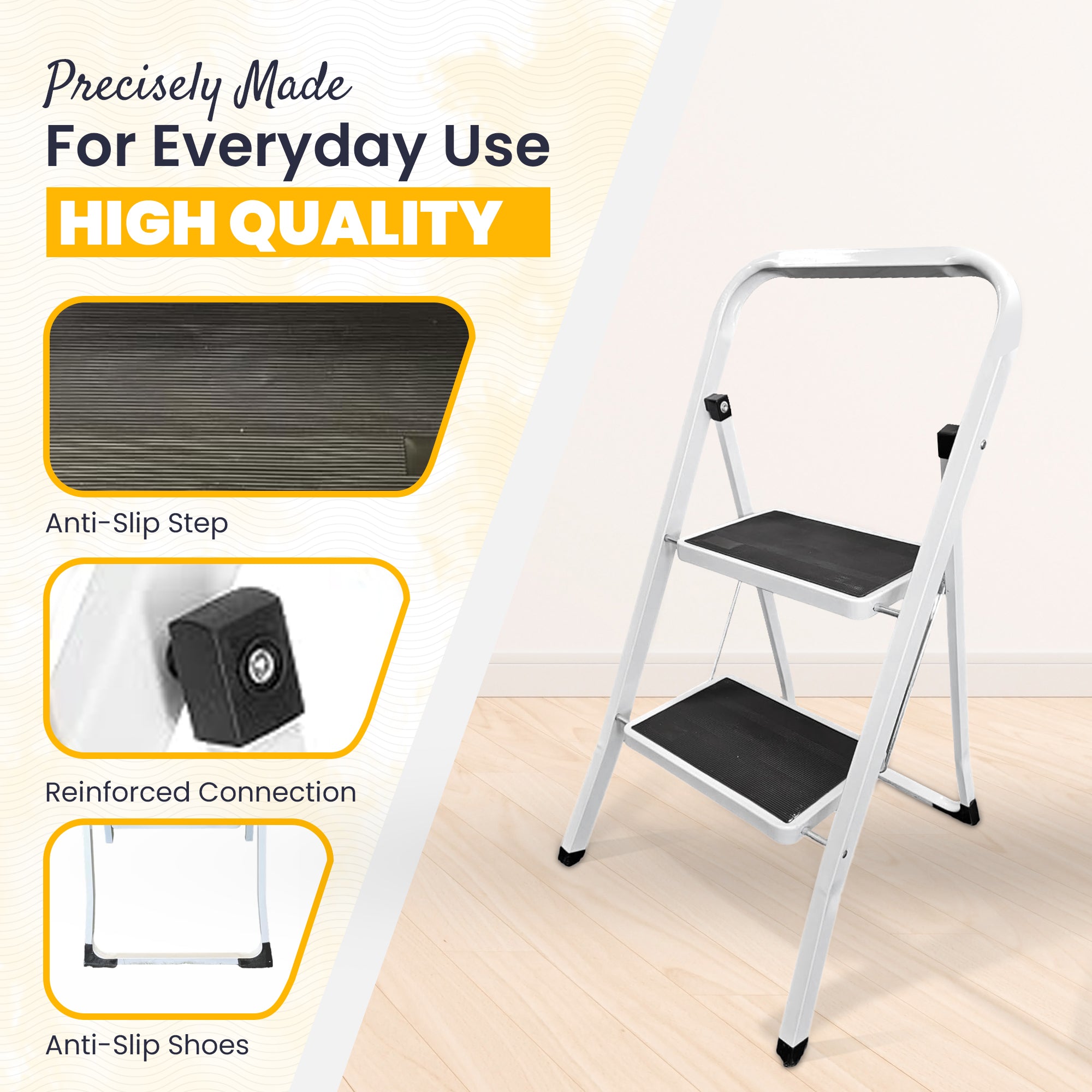 Foldable Step Ladder, Non Slip with 3 & 4 Steps