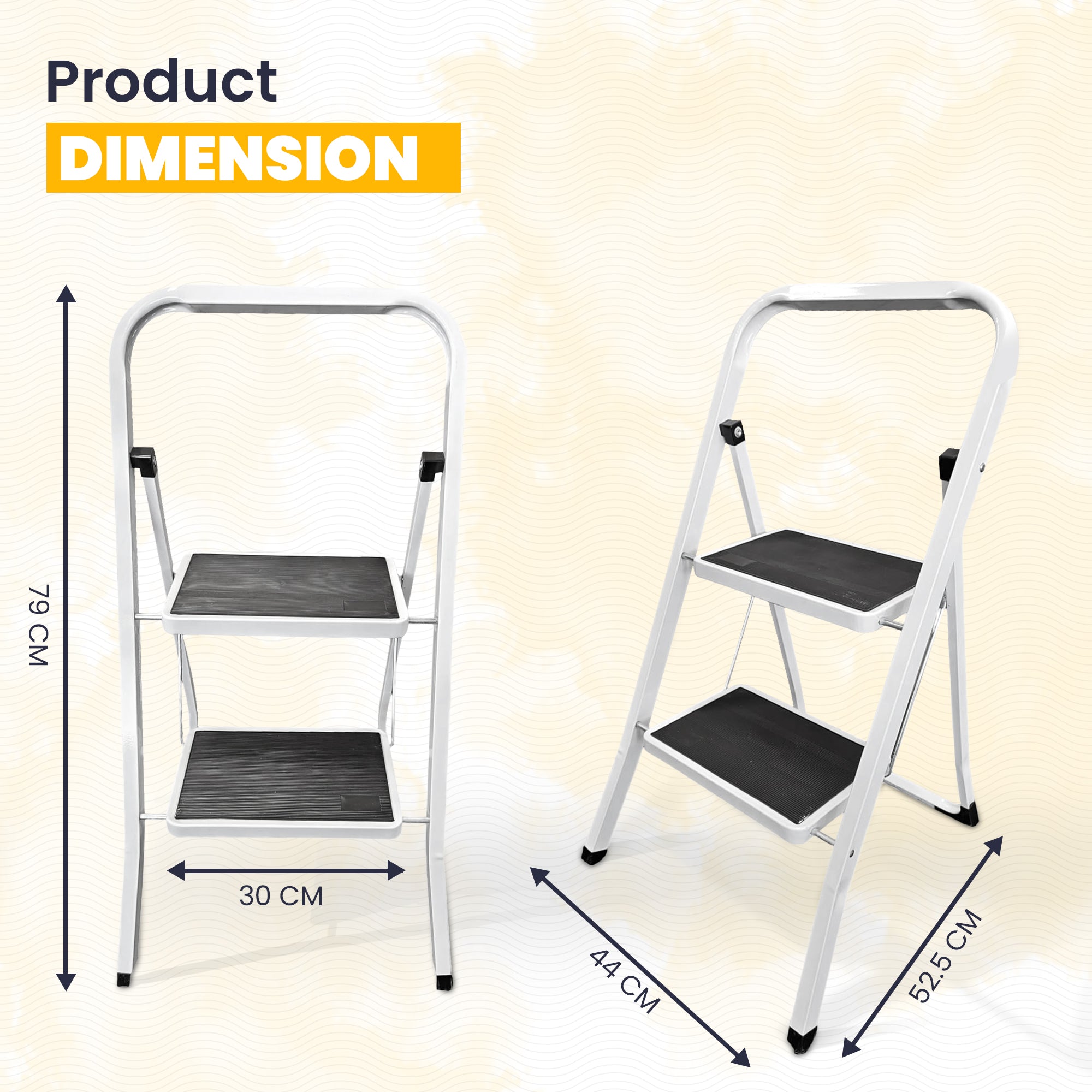 Foldable Step Ladder, Non Slip with 3 & 4 Steps