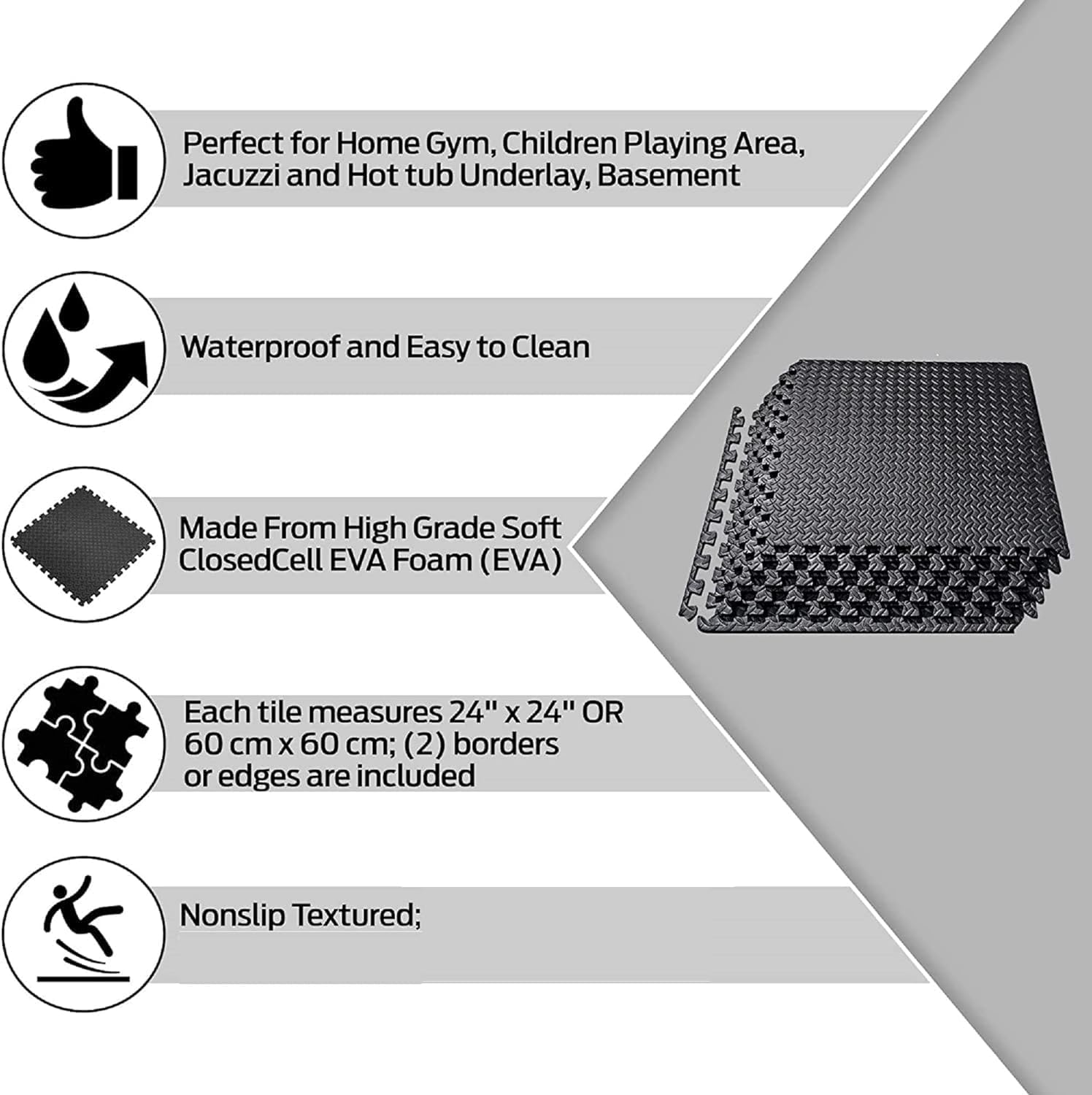 EVA Interlocking Black Foam Mats