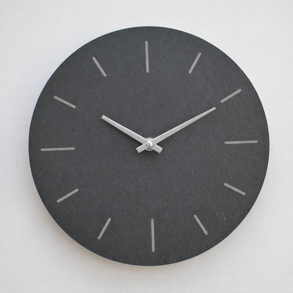 Grey Slate Simplistic Wall Clock
