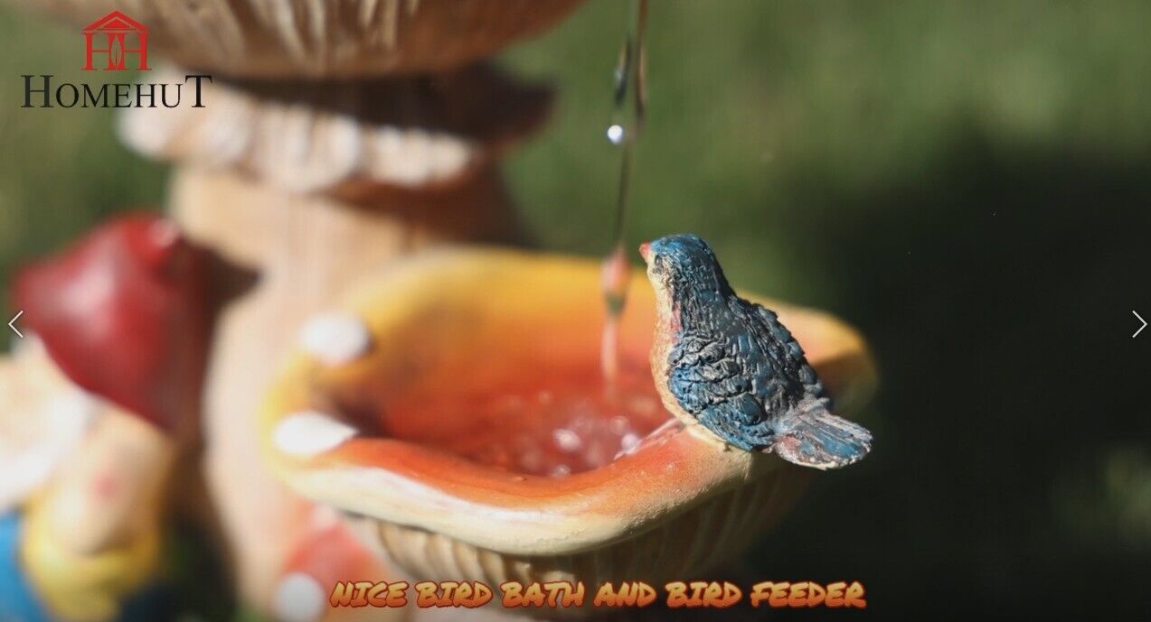 Solar Garden Ornament Bird Bath Feeder