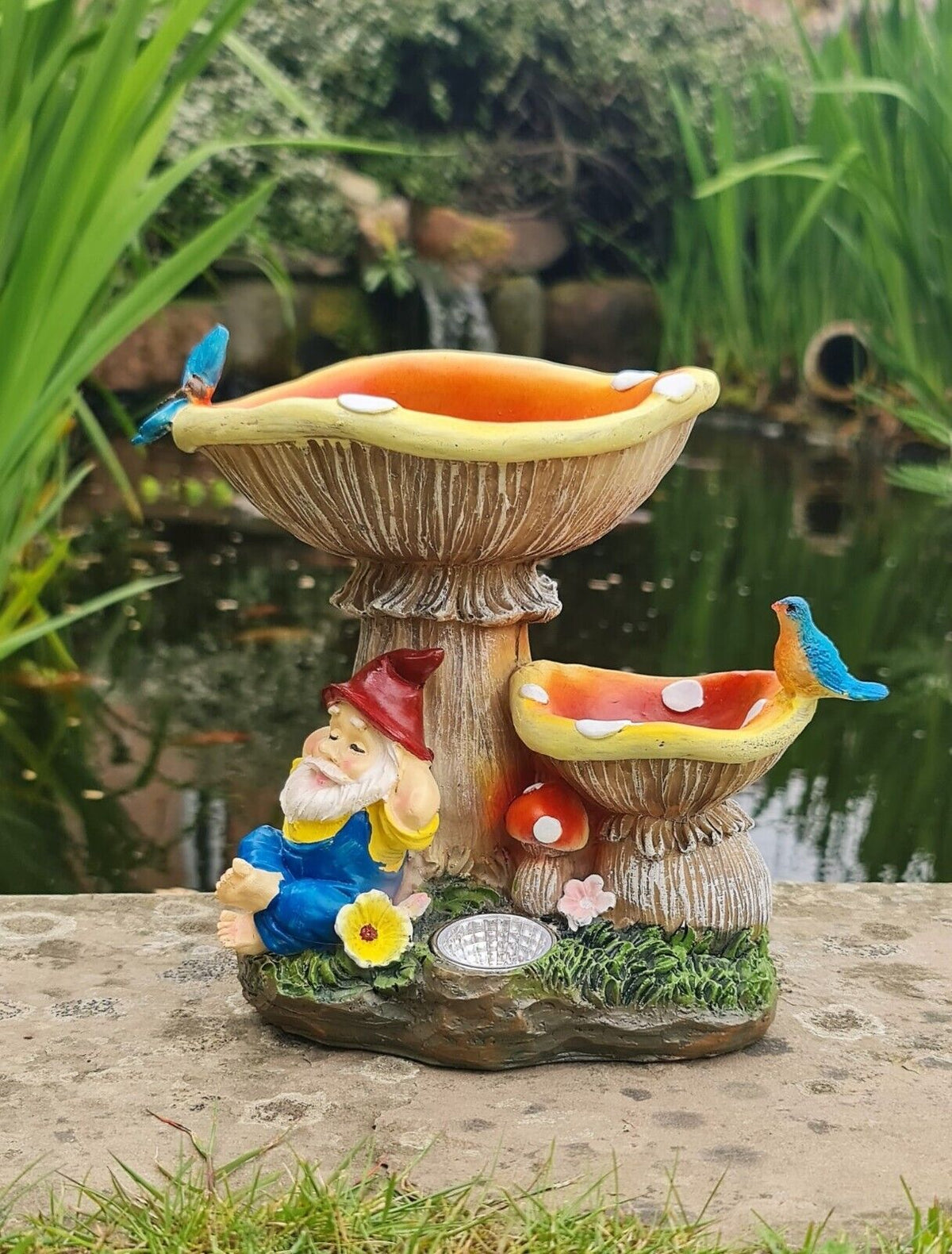 Solar Garden Ornament Bird Bath Feeder