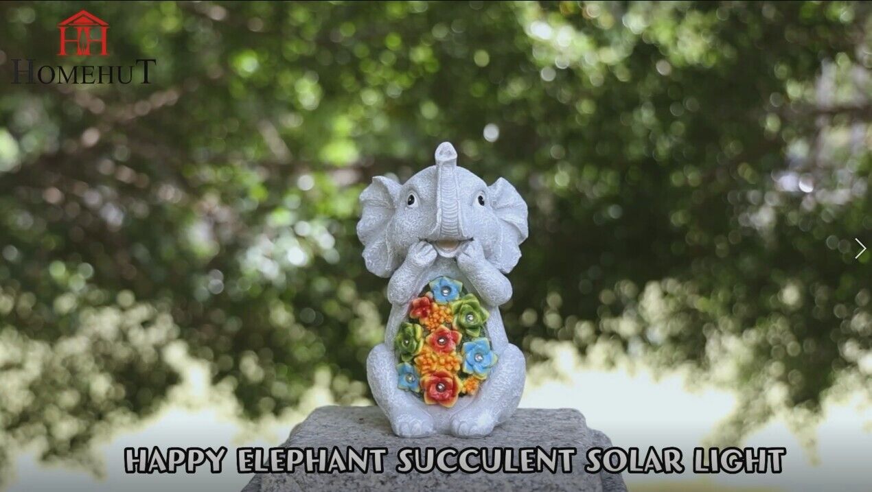 Large Solar Powered Decorative Elephant