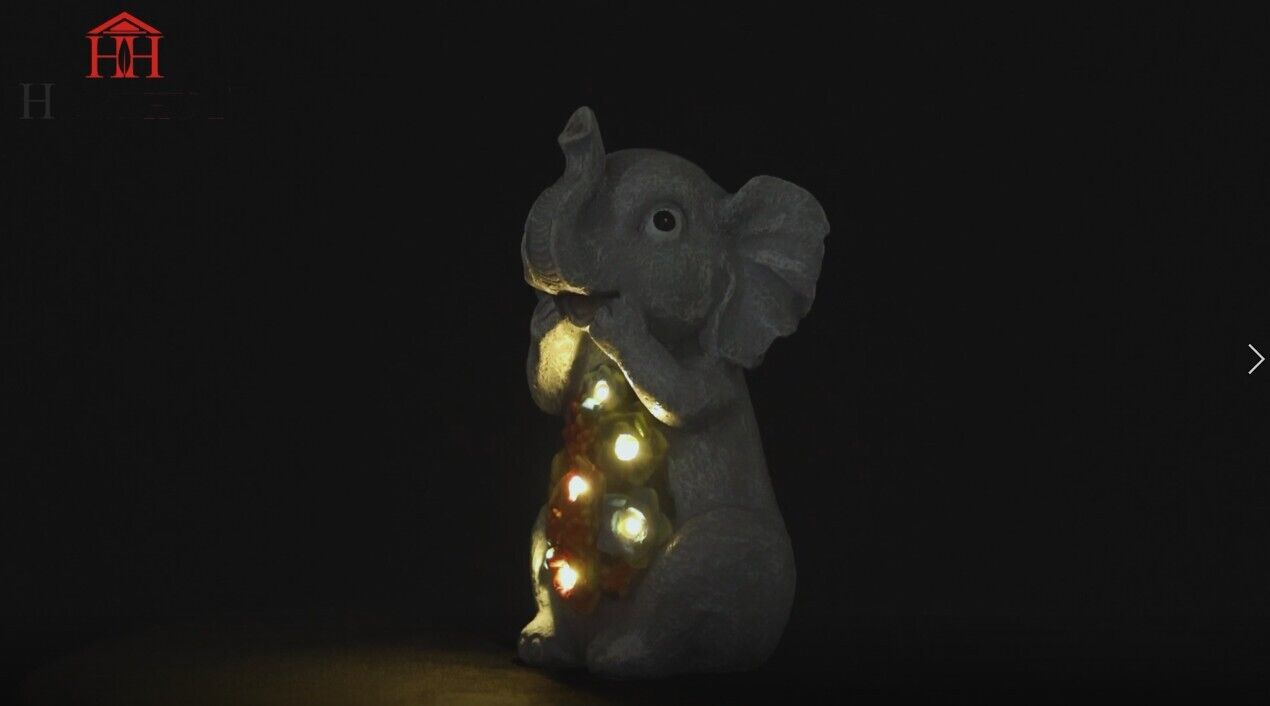 Large Solar Powered Decorative Elephant