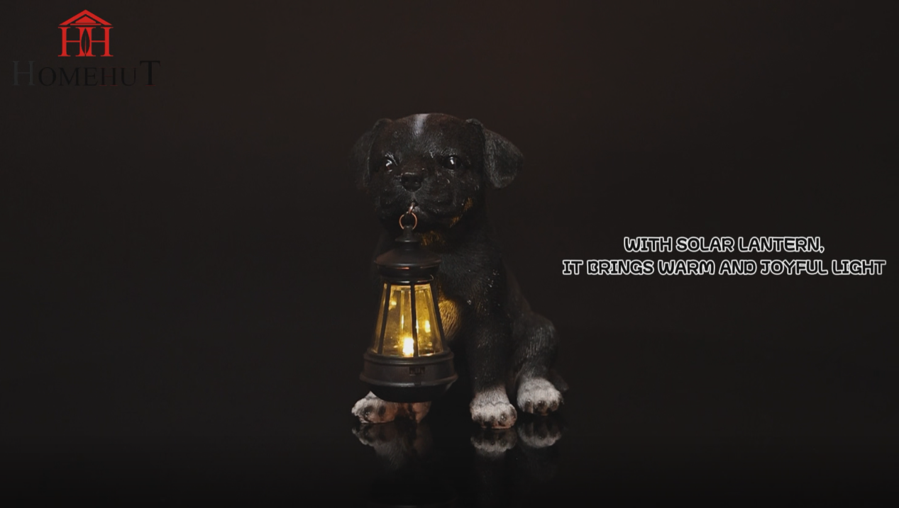 Solar Garden Puppy with Lantern