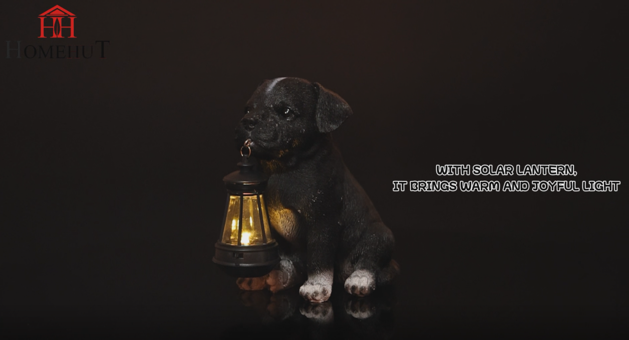 Solar Garden Puppy with Lantern