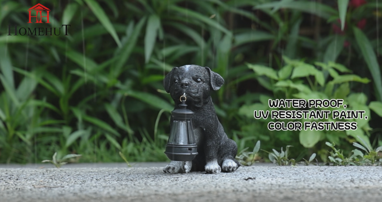 Solar Garden Puppy with Lantern