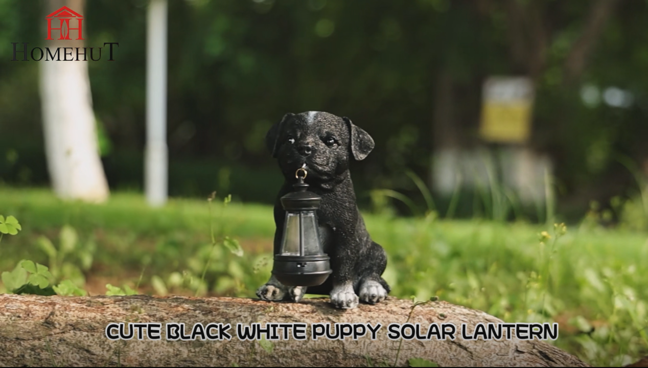 Solar Garden Puppy with Lantern