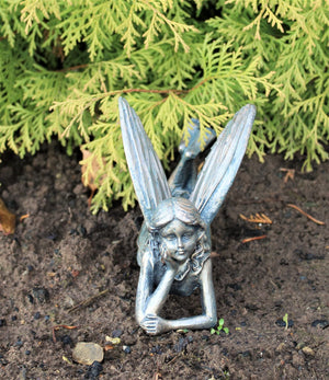 Magical Fairy Garden Ornament Outdoor Lying Bronze Effect Home Decor Figurine Angel Statue Sculpture for Patio Yard House Decoration