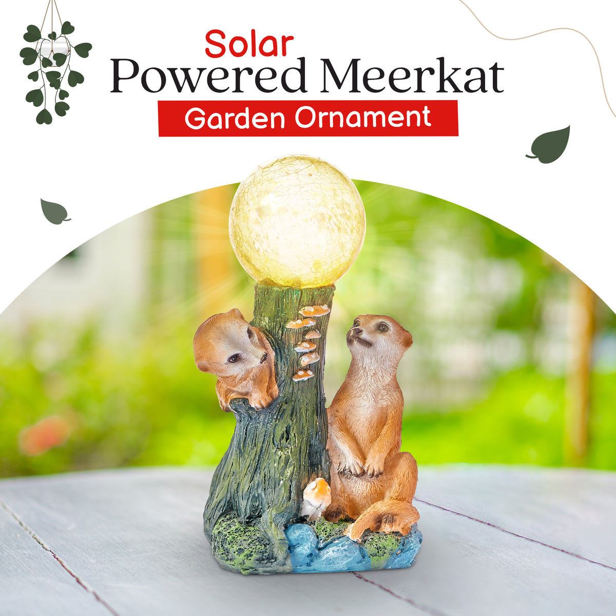 Solar Meerkat Garden Ornament with light up Flower