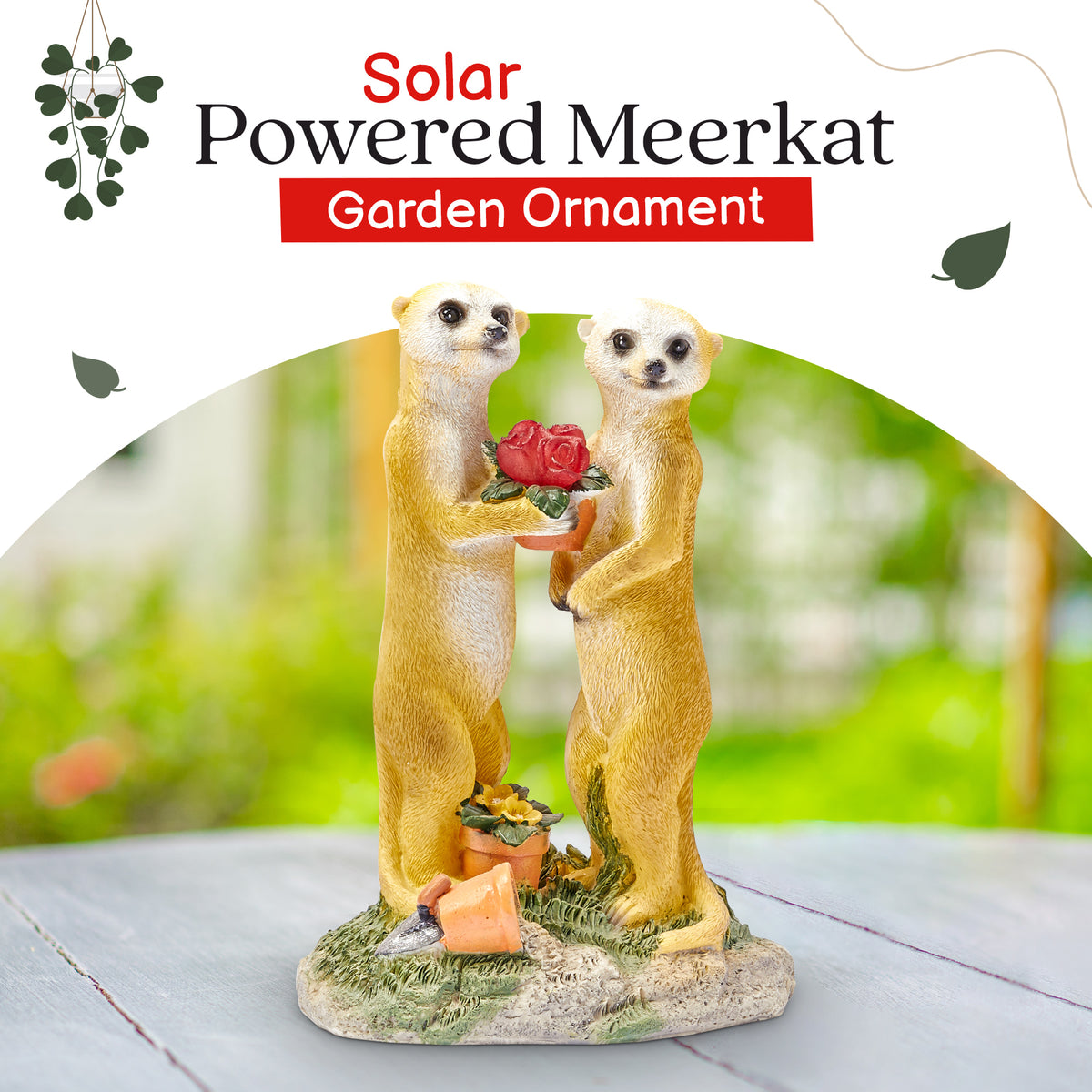 Valentine Solar Meerkat Couple Garden Ornament