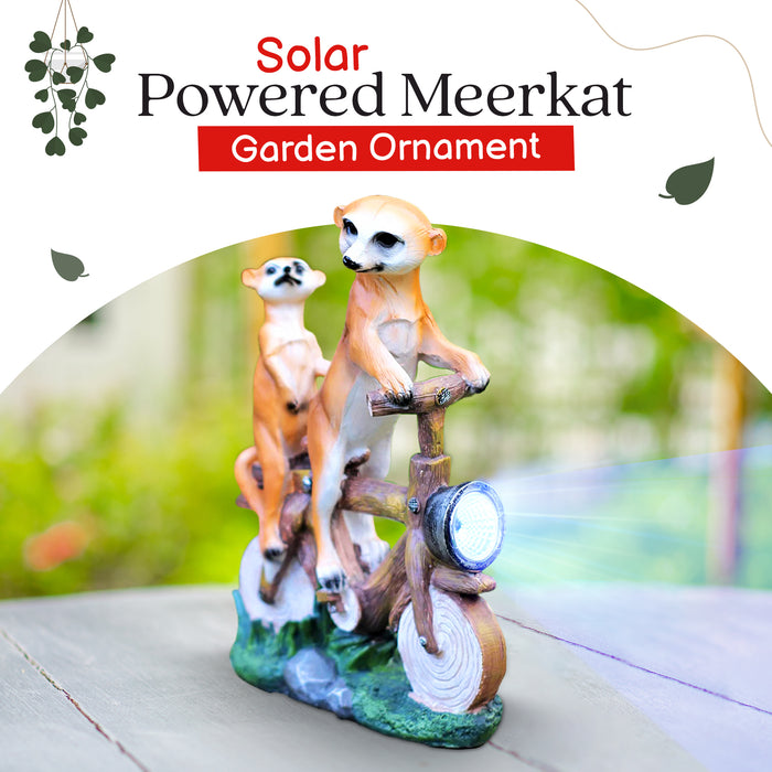 Solar Meerkats on a Motor Bike Garden Ornament